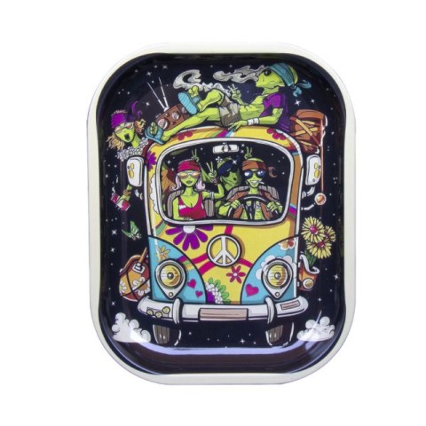 Tray With Cover Hippie Bus 18x14cm